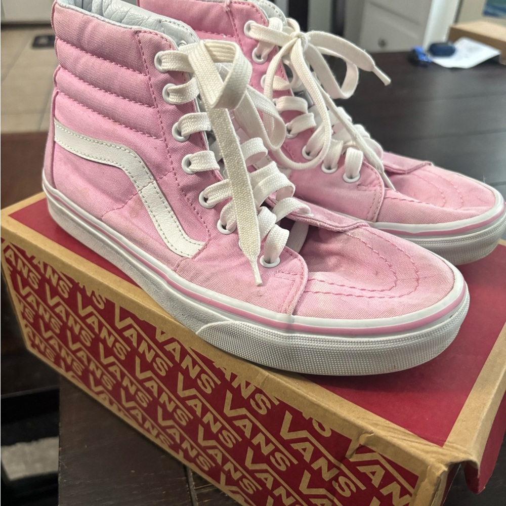Vans Women's Pink High-Top Sneakers with White Details . Gently worn size 9